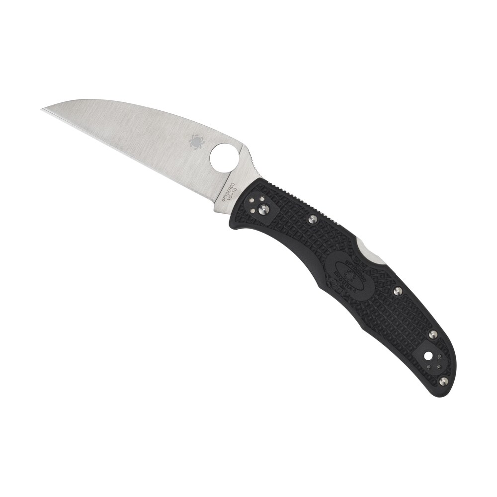 spyderco c10fpwcbk endura 4 lightweight 3.78" folding wharncliffe plain vg 10 ss blade black bi directional texturing frn handle includes pocket clip Spyderco C10FPWCBK Endura 4 Lightweight 3.78" Folding Wharncliffe Plain VG-10 SS Blade Black Sports South item 124277
