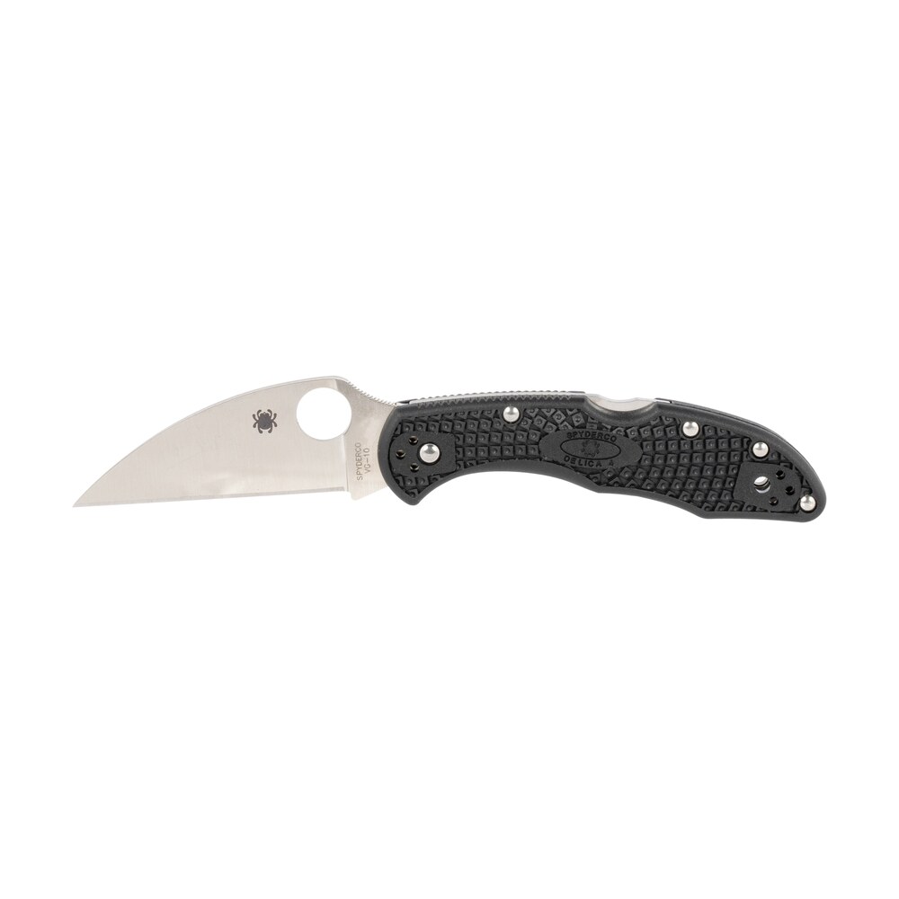 spyderco c11fpwcbk delica 4 lightweight 2.87" folding wharncliffe plain vg 10 ss blade black textured frn handle includes pocket clip Spyderco C11FPWCBK Delica 4 Lightweight 2.87" Folding Wharncliffe Plain VG-10 SS Blade Black Sports South item 124329