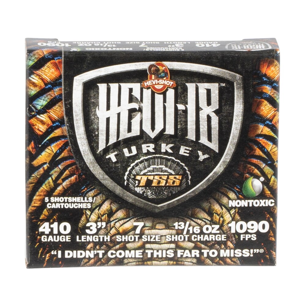 hevi shot hs1007 hevi 18 tss turkey 410gauge 3" 13/16oz tungsten 7shot 5 per box/10 case HEVI-Shot HS1007 HEVI-18 TSS Turkey 410Gauge 3" 13/16oz Tungsten 7Shot 5 Per Box/10 Case Sports South item 124448