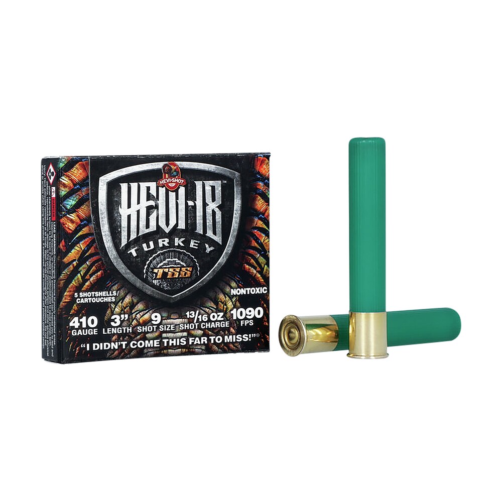 hevi shot hs1009 hevi 18 tss turkey 410gauge 3" 13/16oz tungsten 9shot 5 per box/10 case HEVI-Shot HS1009 HEVI-18 TSS Turkey 410Gauge 3" 13/16oz Tungsten 9Shot 5 Per Box/10 Case Sports South item 124449