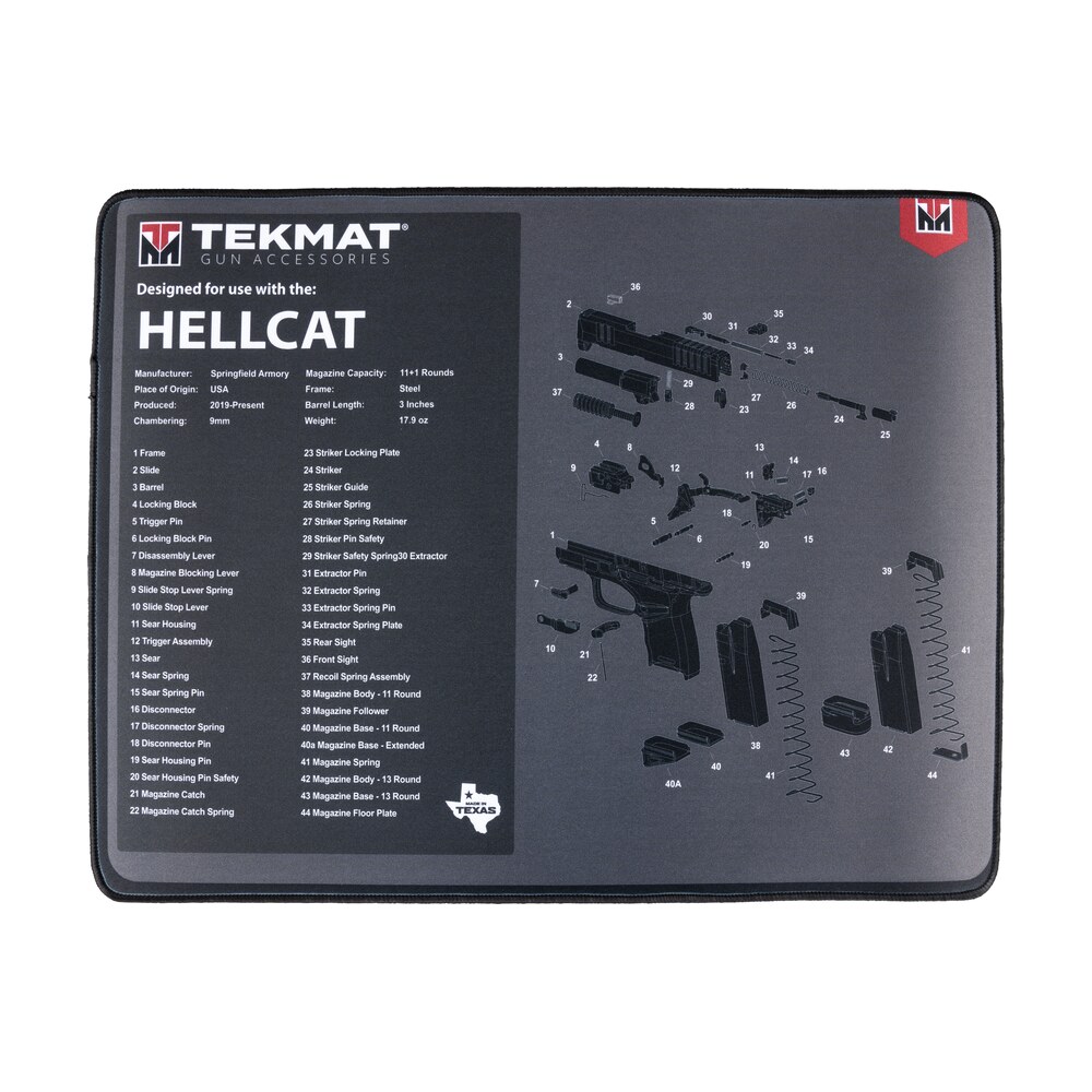 tekmat tekr20hellcat ultra 20 cleaning mat black/gray rubber 15"x20" springfield hellcat parts diagram TekMat TEKR20HELLCAT Ultra 20 Cleaning Mat Black/Gray Rubber 15"x20" Springfield Hellcat Parts Sports South item 124489