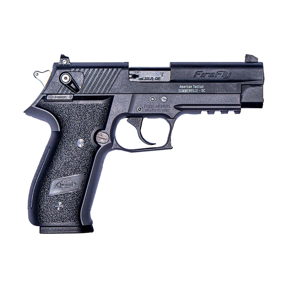 gsg gerg2210ff firefly 22 lr 10+1 4″ all black steel barrel, serrated slide, black zinc alloy w/accessory rail frame, black polymer grip GSG GERG2210FF FireFly 22 LR 10+1 4" All Black Steel Sports South item 12491
