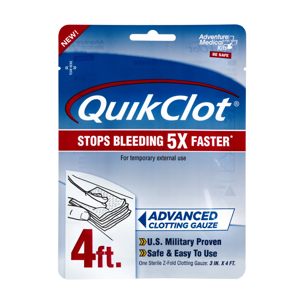 adventure medical kits 50200026 quikclot stop bleeding white 3" x 48" clotting gauze Adventure Medical Kits 50200026 QuikClot Stop Bleeding White 3" x 48" Clotting Gauze Sports South item 124931