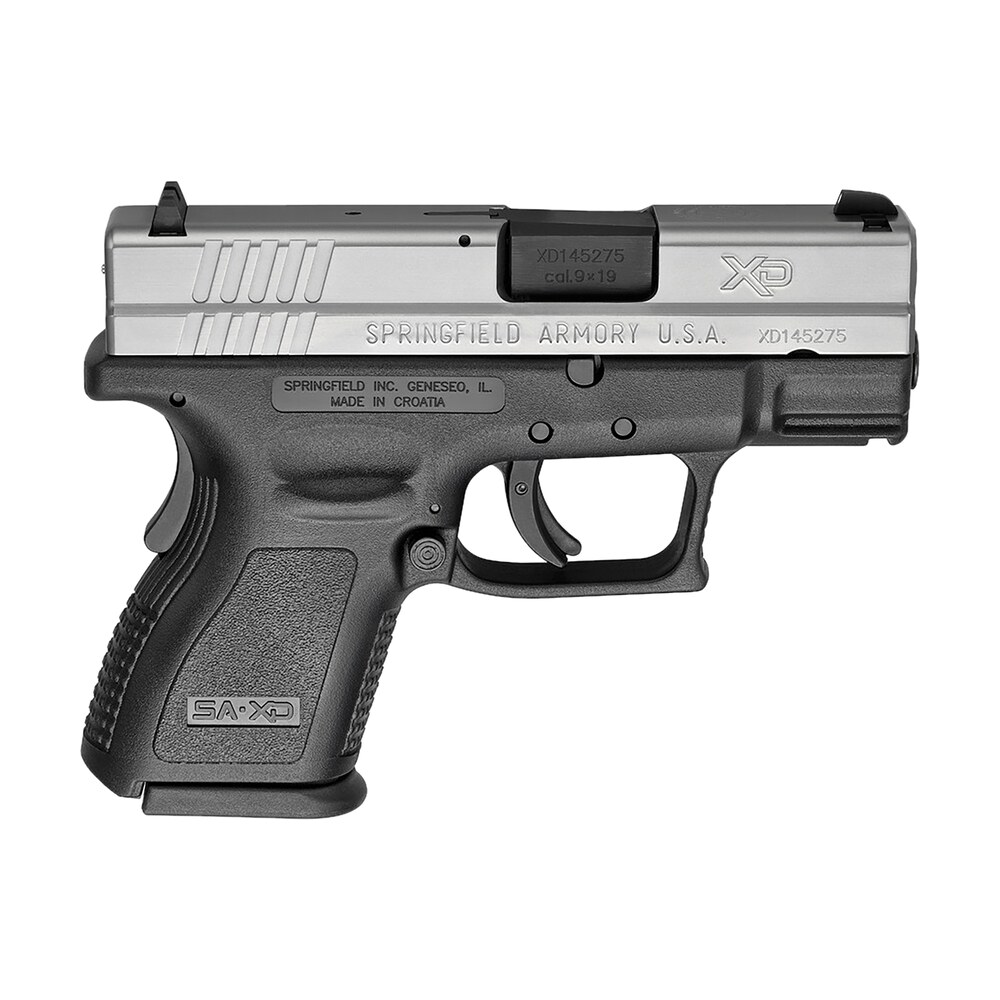 springfield armory xd9821 xd *ca compliant sub compact frame 9mm luger 10+1, 3″ black melonite steel barrel, serrated stainless steel slide, black polymer frame w/picatinny rail Springfield Armory XD9821 XD *CA Compliant Sub-Compact Frame 9mm Luger 10+1, 3" Black Melonite Sports South item 12545