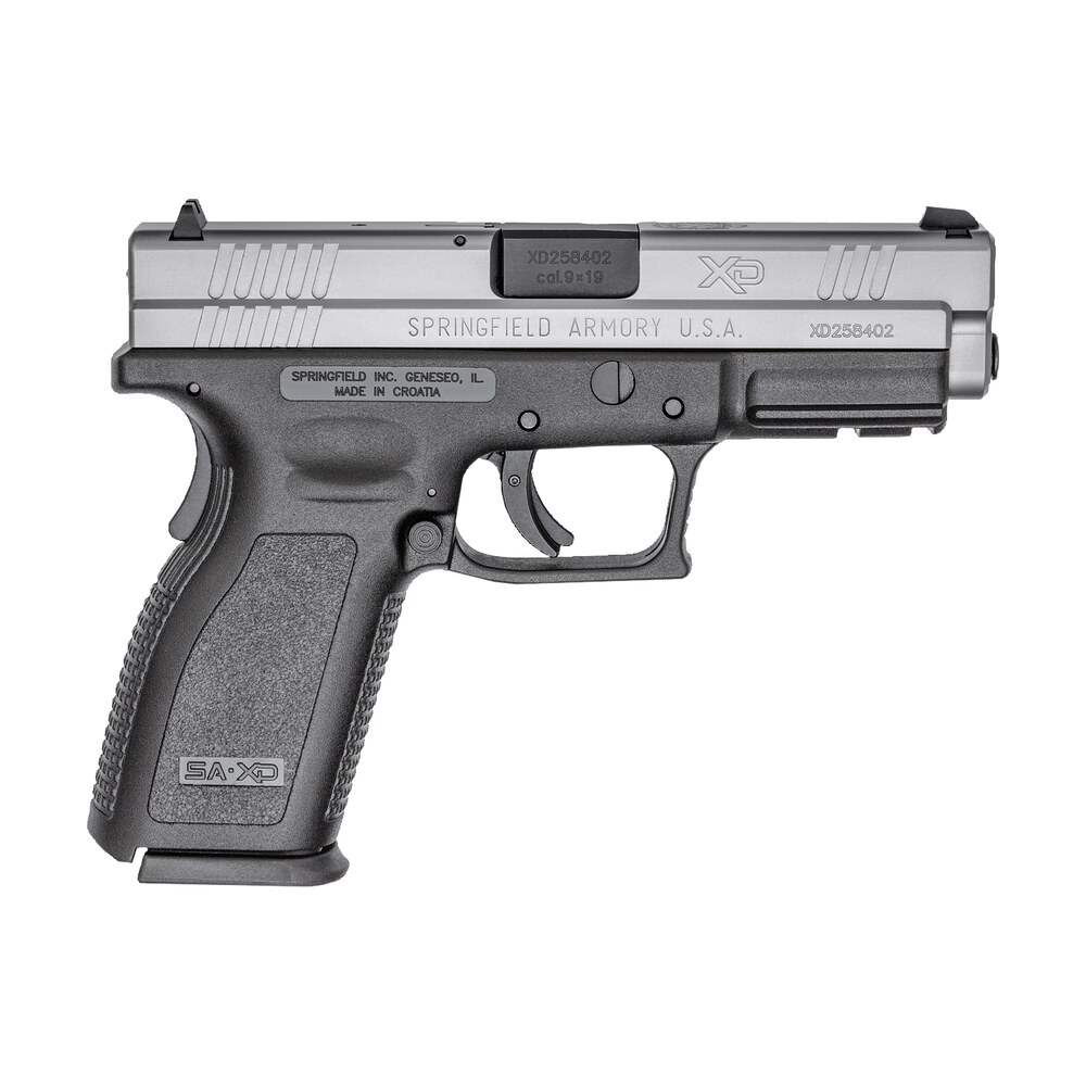 springfield armory xd9301 xd service *ca compliant 9mm luger 10+1 4″ black melonite steel barrel, serrated stainless steel slide, black polymer frame w/picatinny rail Springfield Armory XD9301 XD Service *CA Compliant 9mm Luger 10+1 4" Black Melonite Steel Sports South item 12552