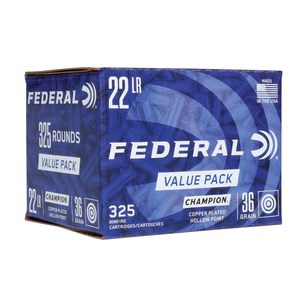federal 725 champion training value pack 22lr 36gr copper plated hollow point 325 per box/10 case Federal 725 Champion Training Value Pack 22LR 36gr Copper Plated Hollow Point 325 Per Box/10 Sports South item 125583