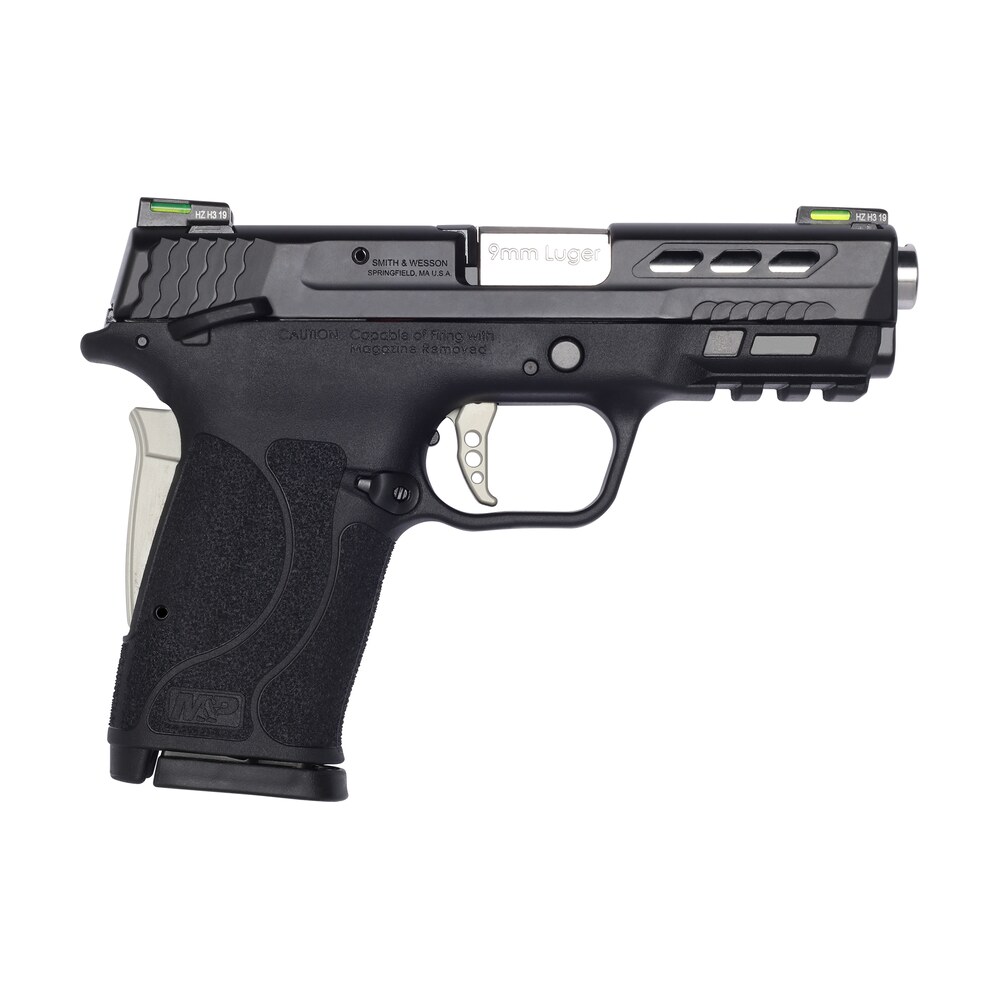 smith & wesson 13225 performance center m&p shield ez m2.0 9mm luger 3.80" 8+1 matte black black armornite stainless steel ported slide black polymer grip sliver colored accents Smith & Wesson 13225 Performance Center M&P Shield EZ M2.0 9mm Luger 3.80" 8+1 Matte Sports South item 125618
