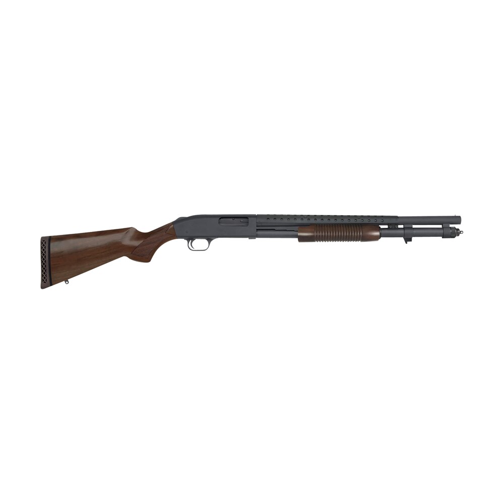 mossberg 52150 590 retrograde 12 gauge pump 3" 8+1 20" matte blued heat shield barrel, matte blued drilled & tapped receiver, fixed walnut stock Mossberg 52150 590 Retrograde 12 Gauge Pump 3" 8+1 20" Matte Blued Heat Shield Sports South item 125694