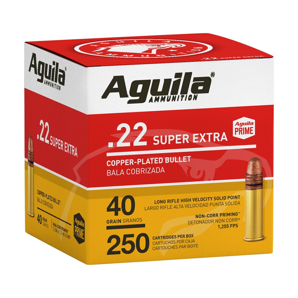 aguila 1b221100 super extra high velocity 22lr 40gr copper plated solid point 250 per box/8 case Aguila 1B221100 Super Extra High Velocity 22LR 40gr Copper Plated Solid Point 250 Per Box/8 Sports South item 125926