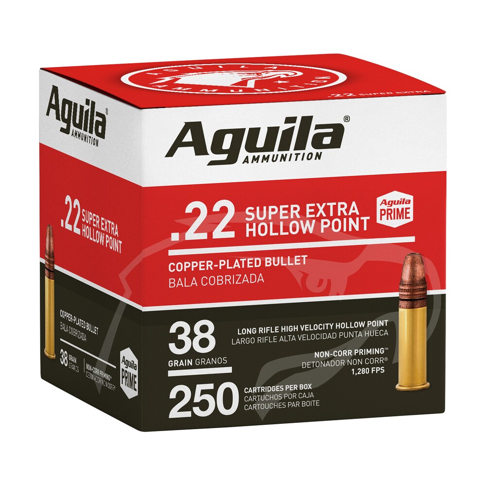 aguila 1b221103 super extra high velocity 22lr 38gr copper plated hollow point 250 per box/8 case Aguila 1B221103 Super Extra High Velocity 22LR 38gr Copper Plated Hollow Point 250 Per Box/8 Sports South item 125927