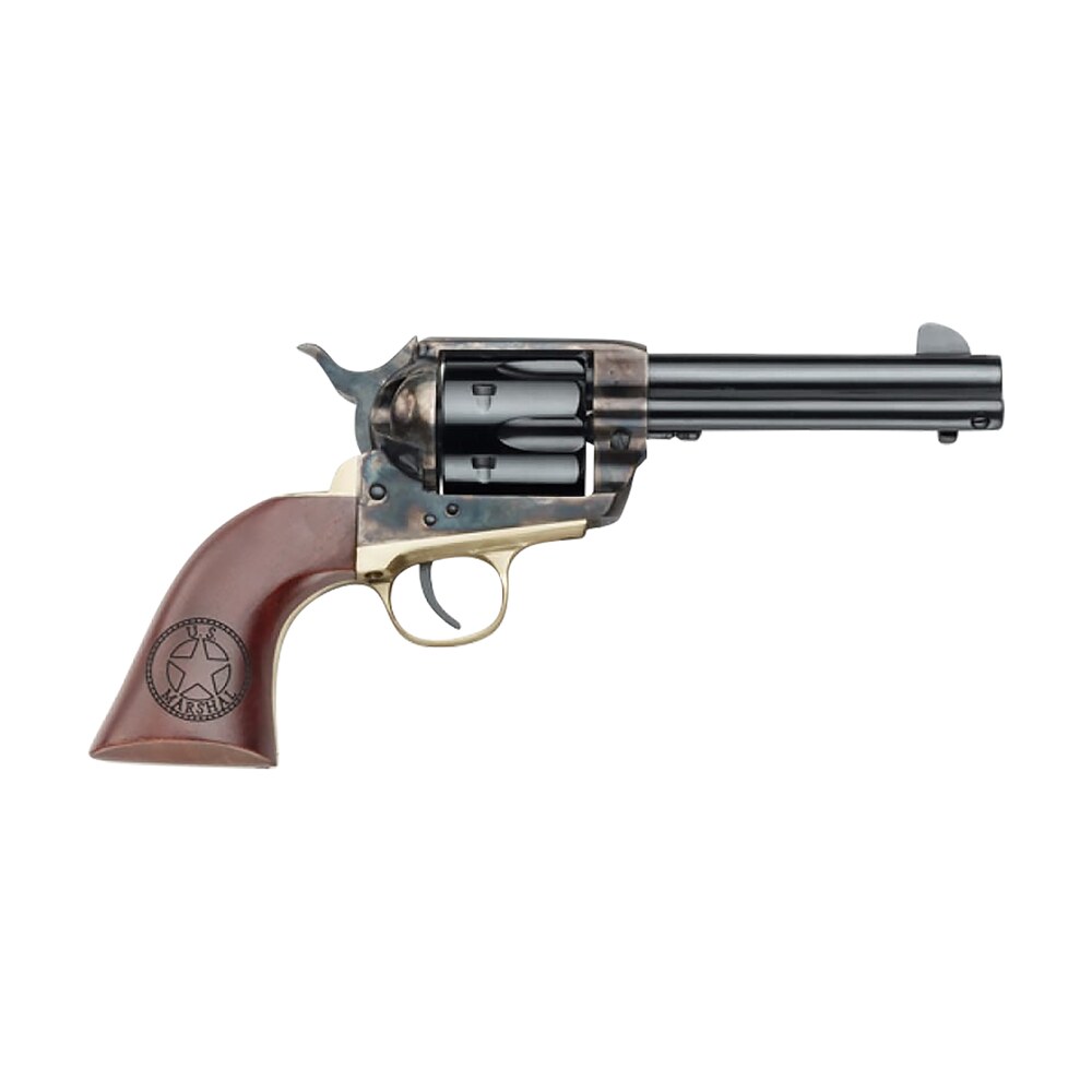 pietta hf45usm434/comb 1873 great western ii u.s. marshal 45 colt (long colt) 6rd 4.75" blued steel barrel & cylinder blued steel frame, walnut engraved grip, exposed hammer, includes 45 acp cylinder Pietta HF45USM434/COMB 1873 Great Western II U.S. Marshal 45 Colt (Long Colt) 6rd 4.75" Blued Sports South item 125973