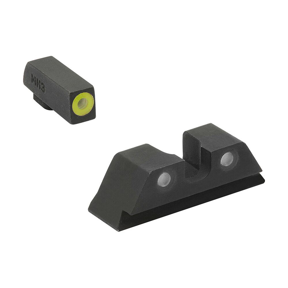 meprolight usa 402243121 hyper bright sight set green tritium yellow outline front sight green tritium black outline rear sight glock 17/17l/19/22 Meprolight USA 402243121 Hyper-Bright Sight Set Green Tritium Yellow Outline Front Sight-Green Sports South item 126241