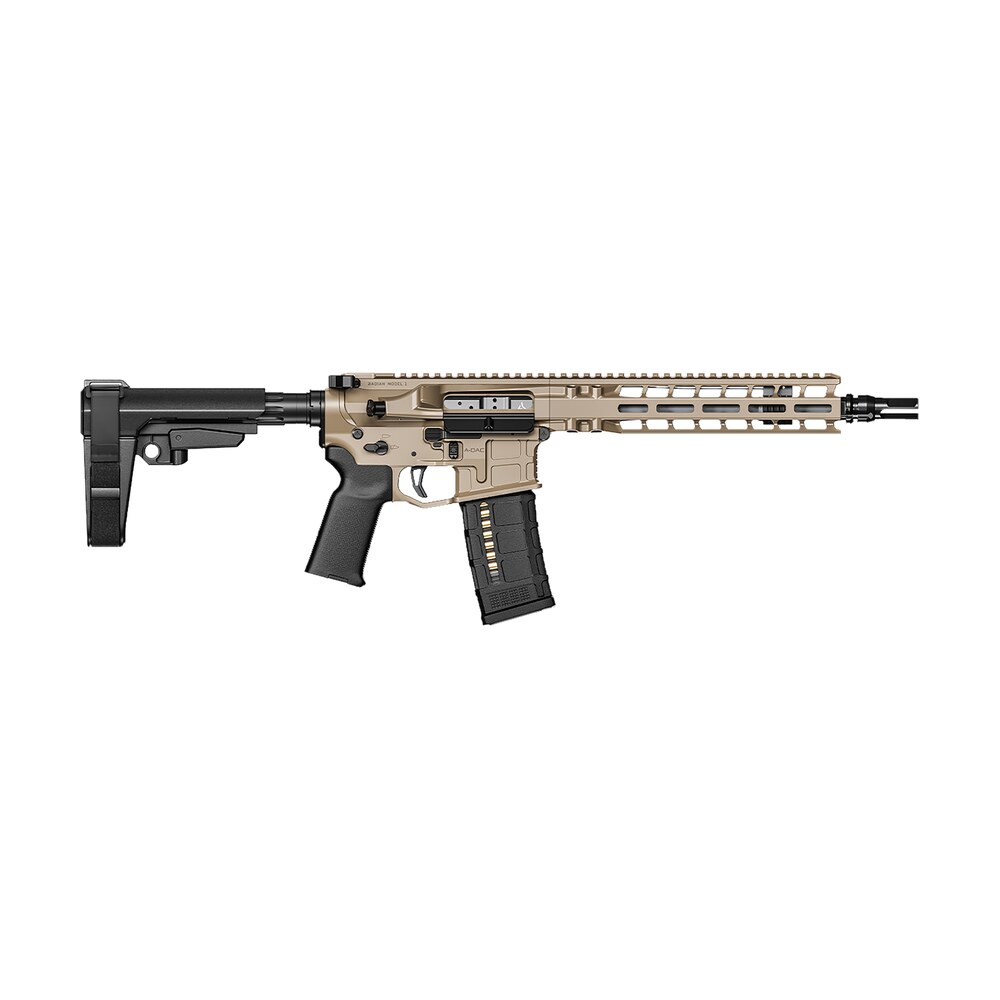 radian weapons r0514 model 1 pistol 223 wylde 30+1 10.50", fde billet rec/m lok handguard, smooth buffer tube (no brace), magpul grip, ambi controls, dead air qd flash hider, adj. trigger Radian Weapons R0514 Model 1 Pistol 223 Wylde 30+1 10.50", FDE Billet Rec/M-Lok Handguard, Sports South item 126432