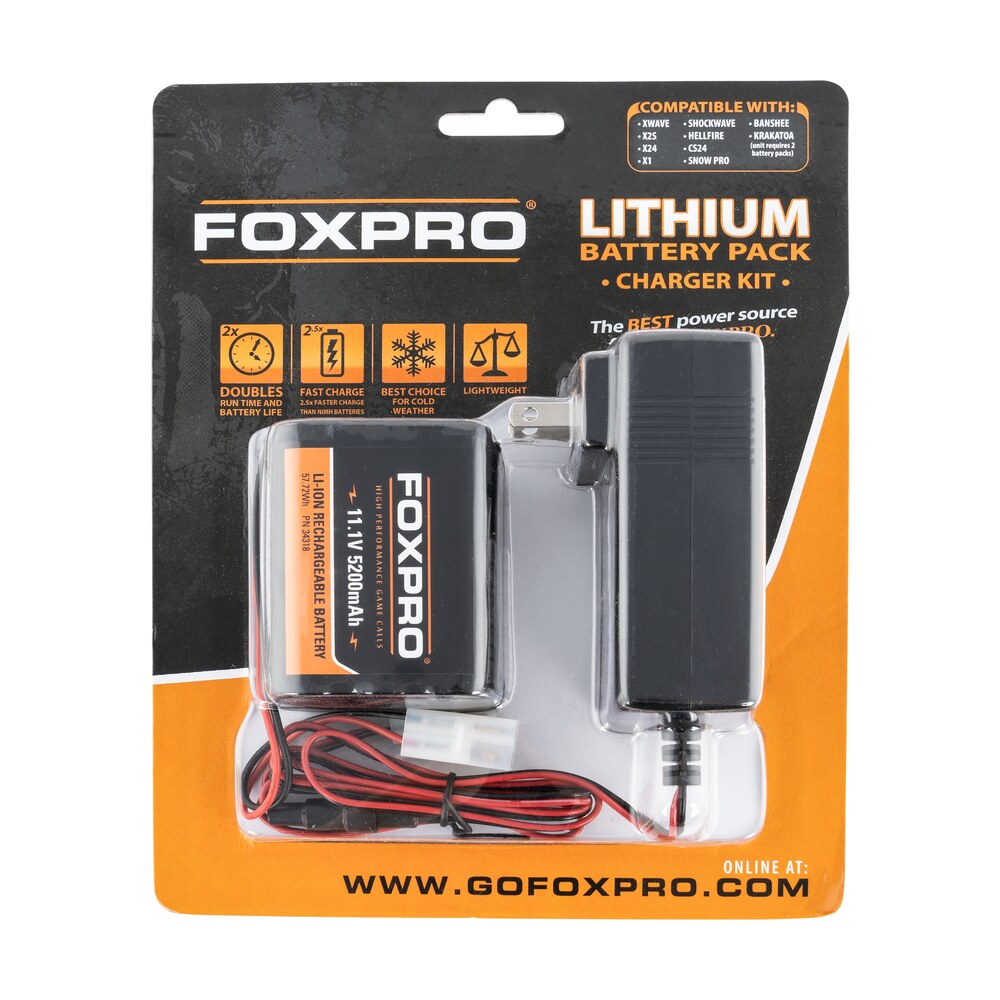 foxpro lithchg lithium battery kit black 11.1 volt 5,200 mah compatible with foxpro shockwave/banshee Foxpro LITHCHG Lithium Battery Kit Black 11.1 Volt 5,200 mAh Compatible Sports South item 126583
