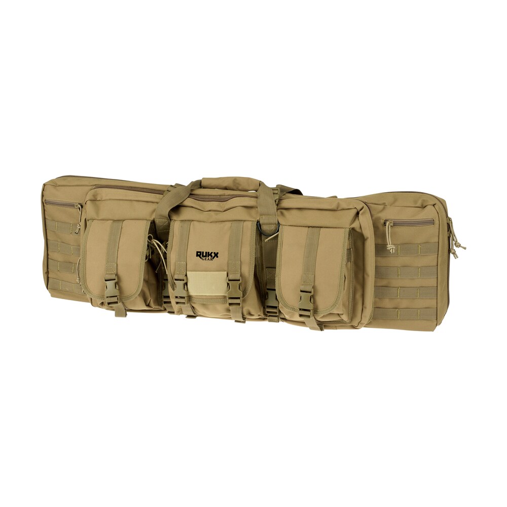 rukx gear atict42dbt tactical double gun case 42" water resistant tan 600d polyester w/ non rust zippers reinforced velcro & adjustable back straps Rukx Gear ATICT42DBT Tactical Double Gun Case 42" Water Resistant Tan 600D Polyester Sports South item 126629