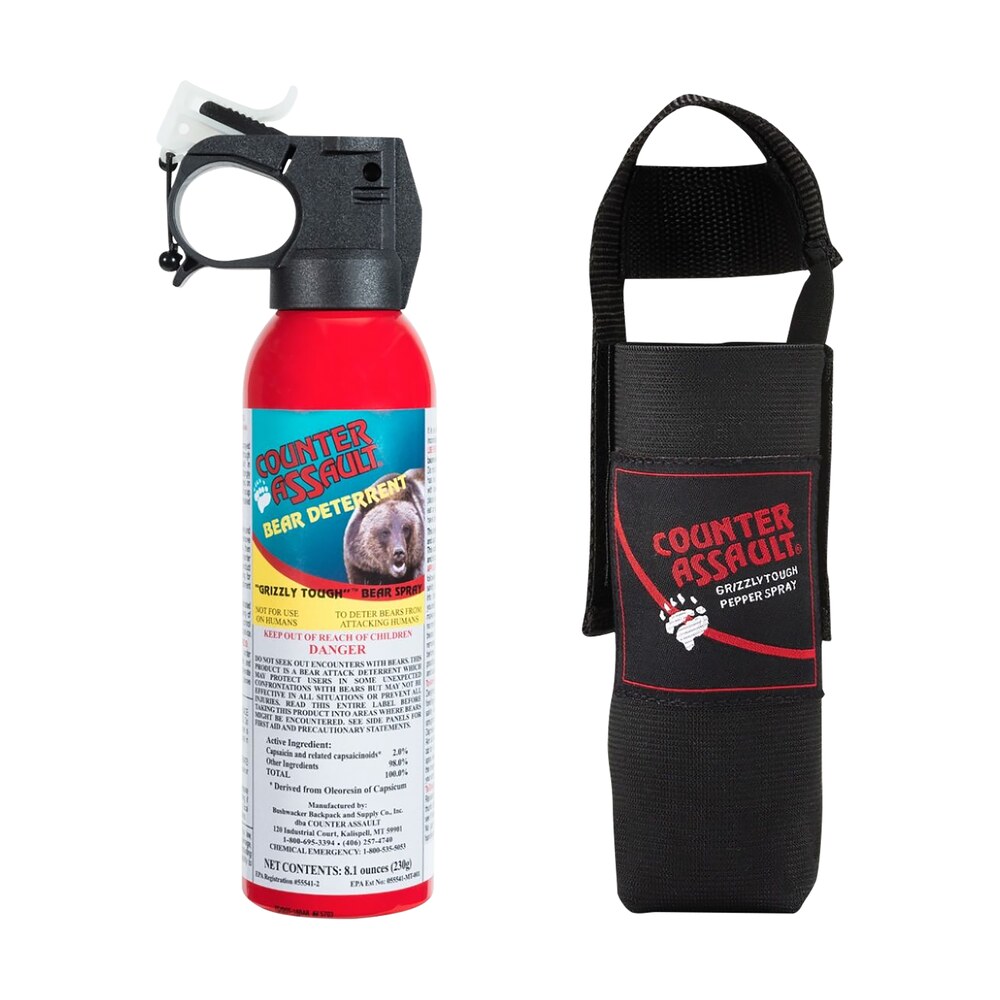 counter assault 15067025 bear spray capsaicin range 32 ft 7 seconds 8.10 oz includes holster Counter Assault 15067025 Bear Spray Capsaicin Range 32 ft-7 Seconds 8.10 oz Includes Holster Sports South item 127138