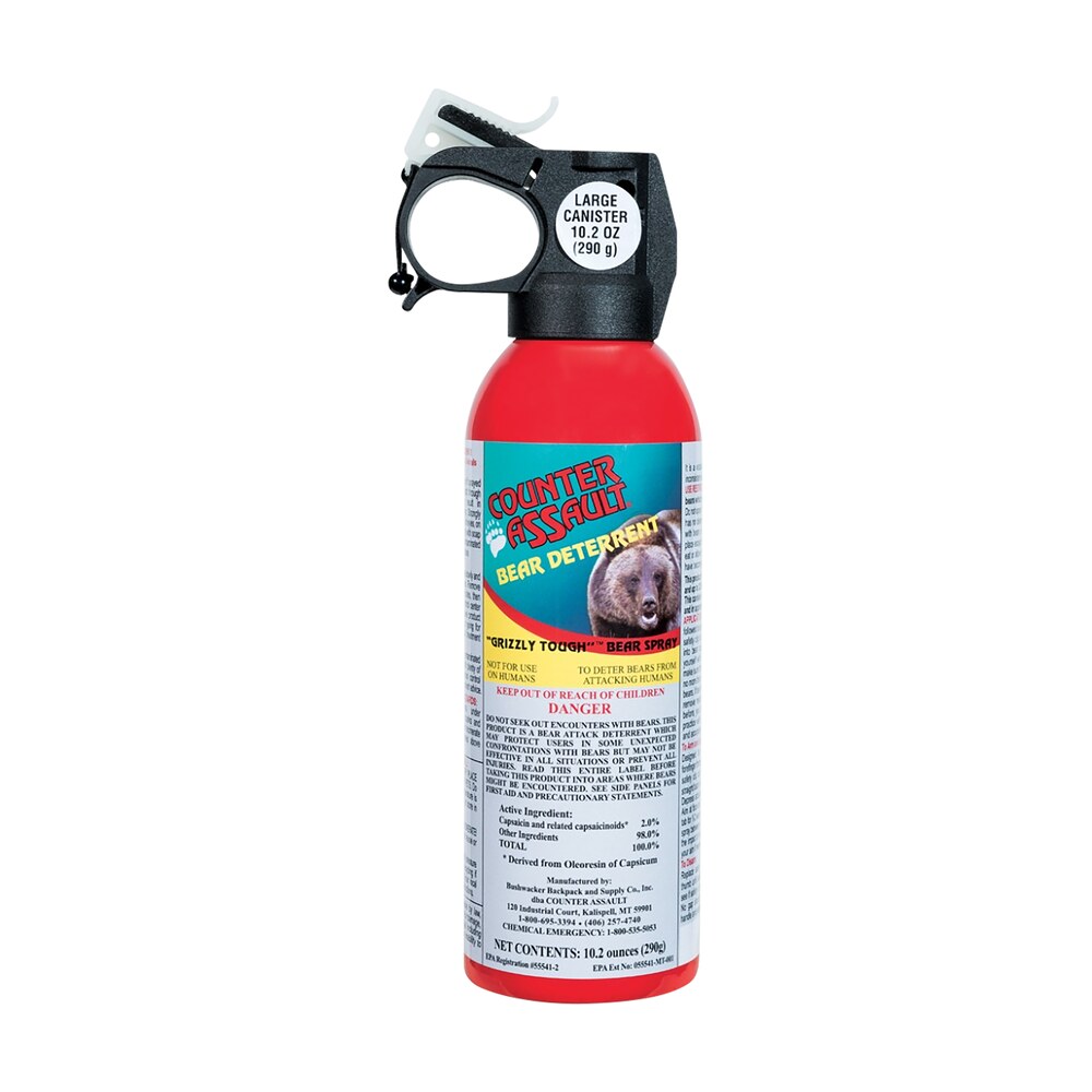 counter assault 15067035 bear spray capsaicin range 32 ft 7 seconds 10.20 oz includes holster Counter Assault 15067035 Bear Spray Capsaicin Range 32 ft-7 Seconds 10.20 oz Includes Holster Sports South item 127140