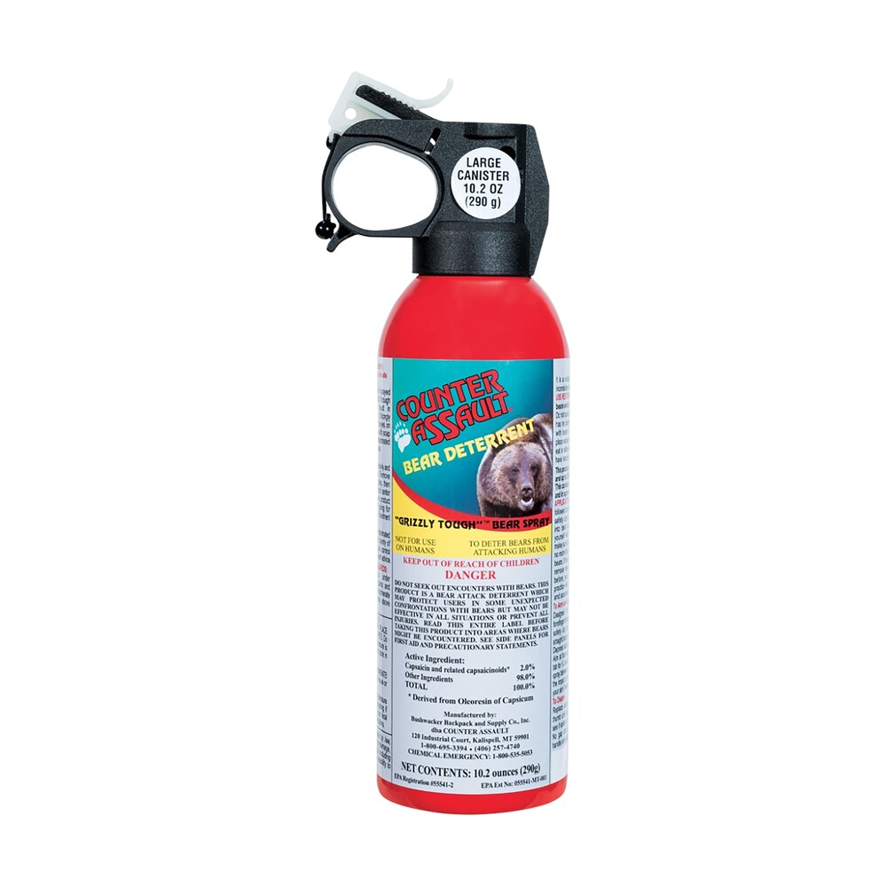 counter assault 15067027 bear spray capsaicin range 32 ft 7 seconds/40 ft 8 seconds 8.10 oz/10.20 oz includes 2 holsters Counter Assault 15067027 Bear Spray Capsaicin Range 32 ft-7 Seconds/40 ft-8 Seconds 8.10 Sports South item 127142