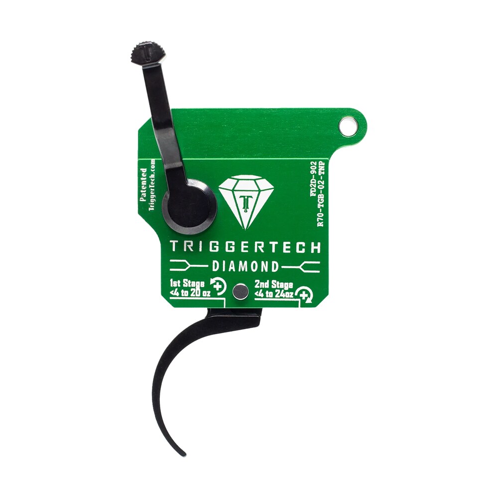 triggertech r70tgb02tnp diamond two stage pro curved trigger with 0.50 2.80 lbs draw weight & green w/black parts finish for remington 700 right TriggerTech R70TGB02TNP Diamond Two-Stage Pro Curved Trigger Sports South item 127447