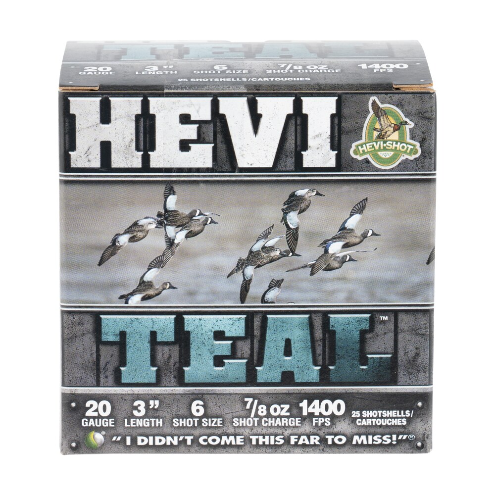 hevi shot hs62006 hevi teal 20gauge 3" 7/8oz 6shot 25 per box/10 case HEVI-Shot HS62006 HEVI-Teal 20Gauge 3" 7/8oz 6Shot 25 Per Box/10 Case Sports South item 127749