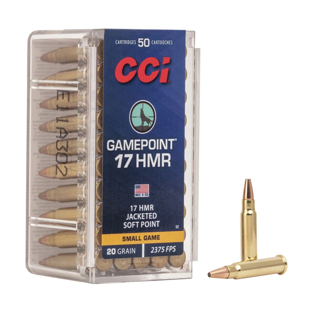 cci 0052 gamepoint rimfire 17hmr 20gr jacketed soft point 50 per box/40 case CCI 0052 Gamepoint Rimfire 17HMR 20gr Jacketed Soft Point 50 Per Box/40 Case Sports South item 12821