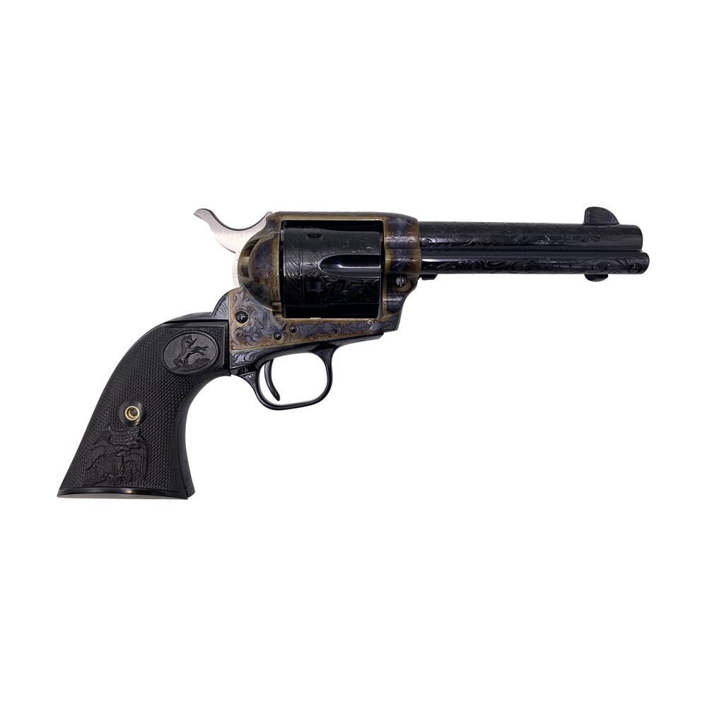 colt mfg p1840z single action army 45 colt (lc) 6 shot 4.75" blued engraved steel barrel & cylinder, color case hardened engraved steel frame, black polymer grip Colt Mfg P1840Z Single Sports South item 128250