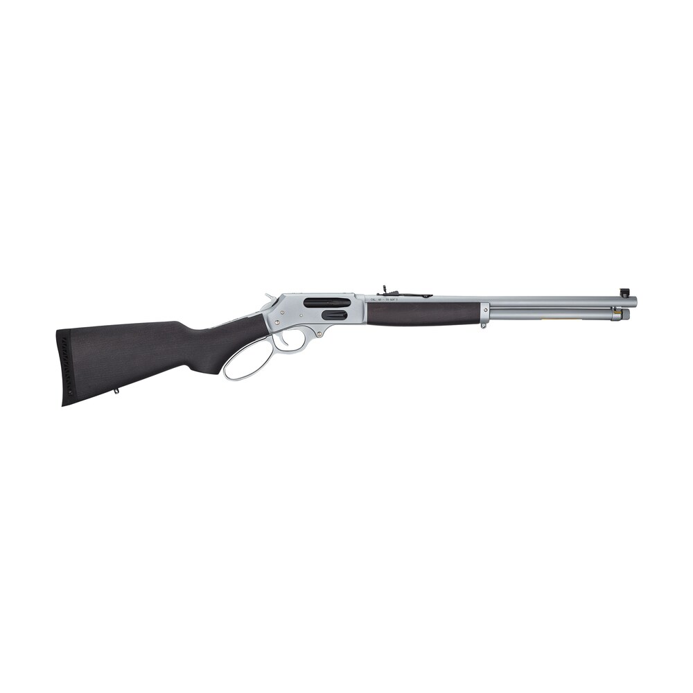 henry h010gaw side gate all weather full size 45 70 gov 4+1 18.43" hard chrome plated steel barrel, satin hard chrome steel receiver, stained hardwood stock right hand Henry H010GAW Side Gate All Weather Full Size 45-70 Gov 4+1 18.43" Hard Chrome Plated Steel Sports South item 128826