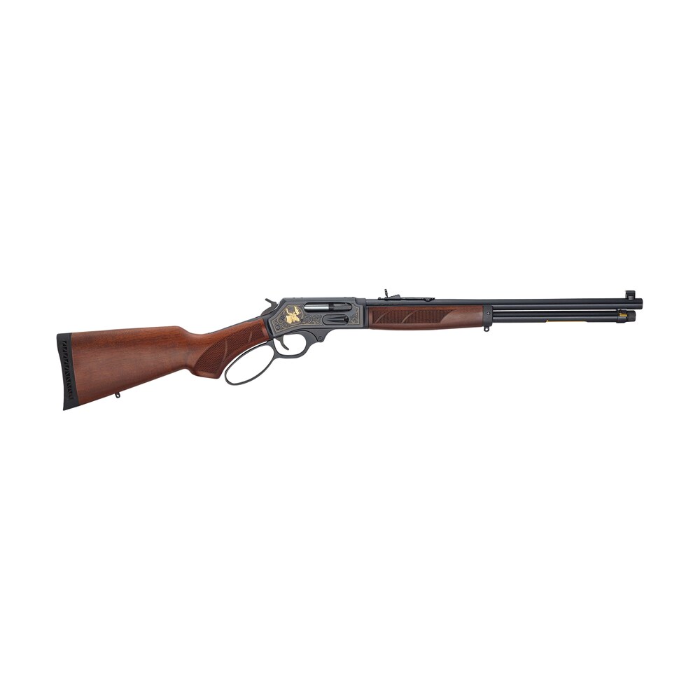 henry h010gwl side gate wildlife full size 45 70 gov 4+1 18.43" blued steel barrel, blued steel receiver, fancy american walnut stock right hand Henry H010GWL Side Gate Wildlife Full Size 45-70 Gov 4+1 18.43" Blued Steel Sports South item 128829
