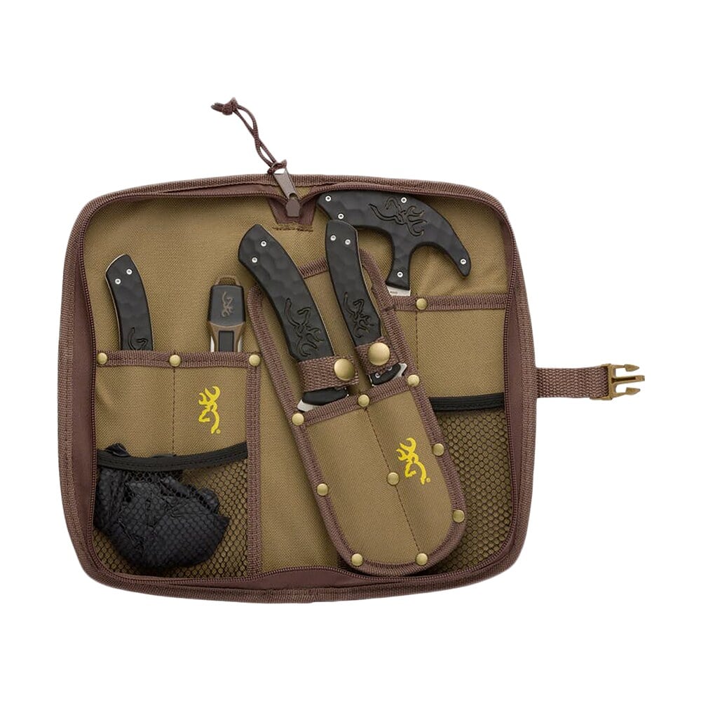 browning 3220422b primal combo fixed bone saw/caper/gut tool/sharpening tool/skinner 8cr13mov ss blade, black polymer w/rubber overmold handle, 6 piece set, includes case/gloves Browning 3220422B Primal Combo Fixed Bone Saw/Caper/Gut Tool/Sharpening Tool/Skinner 8Cr13MoV Sports South item 130383