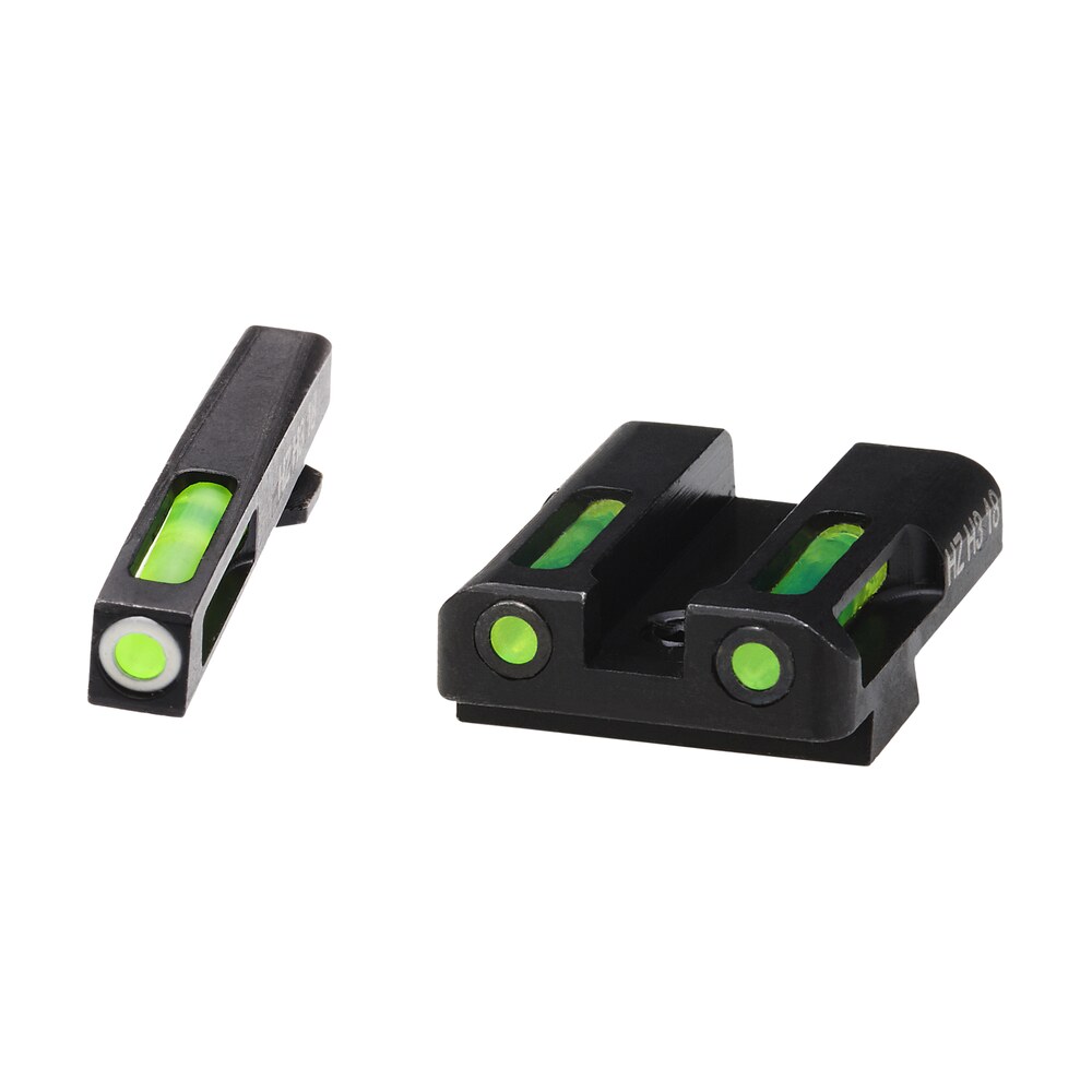 hiviz gln329 litewave h3 sight set for glock green tritium white outline front sight green fiber optic rear sight HiViz GLN329 LiteWave H3 Sight Set for Glock Green Tritium White Outline Front Sight-Green Sports South item 130390