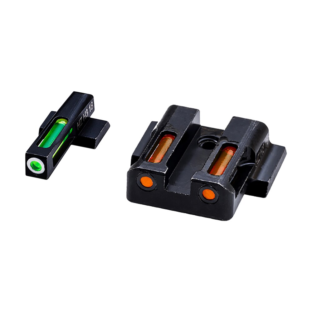 hiviz mpsn421 litewave h3 sight set for s&w shield green tritium white outline front sight orange fiber optic rear sight HiViz MPSN421 LiteWave H3 Sight Set for S&W Shield Green Tritium White Outline Front Sports South item 130392