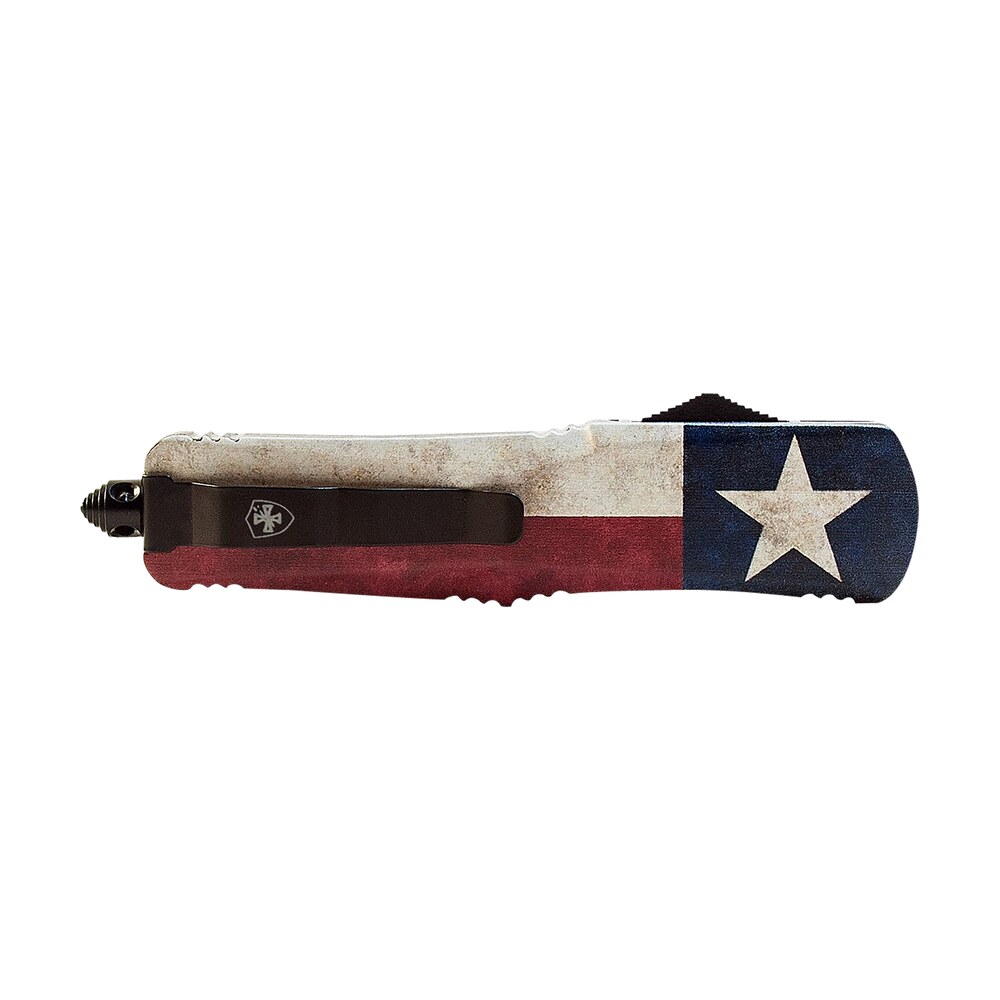templar knife scap331 gen ii captain small 2.69" otf drop point plain black oxide stonewashed 440c ss blade, 4.31" red/white/blue w/star aluminum handle glass breaker Templar Knife SCAP331 Gen II Captain Small 2.69" OTF Drop Point Plain Black Oxide Stonewashed Sports South item 130565