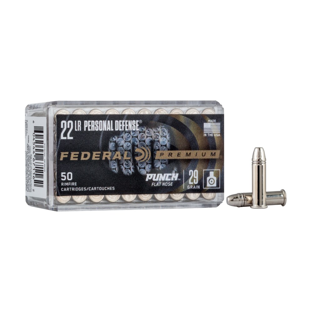 federal pd22l1 premium personal defense punch 22lr 29gr flat nose 50 per box/100 case Federal PD22L1 Premium Personal Defense Punch 22LR 29gr Flat Nose 50 Per Box/100 Case Sports South item 130684