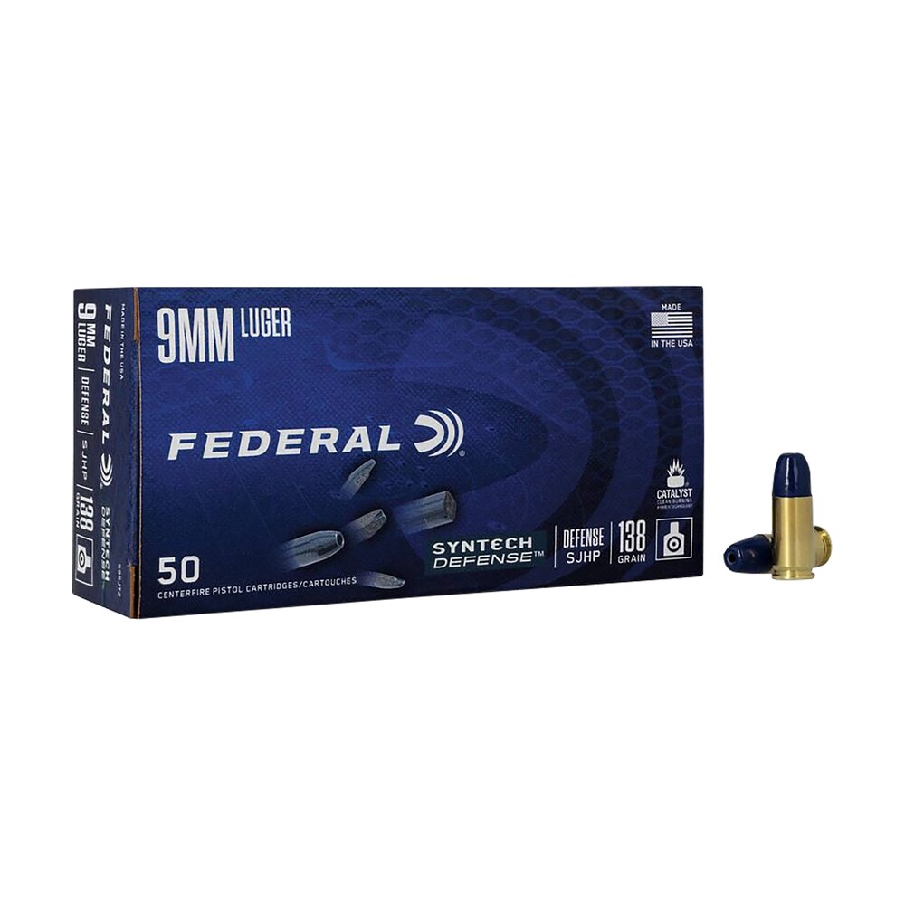 federal s9sjt2 syntech defense 9mmluger 138gr segmented jacketed hollow point 50 per box/10 case Federal S9SJT2 Syntech Defense 9mmLuger 138gr Segmented Jacketed Hollow Point 50 Per Box/10 Sports South item 130700