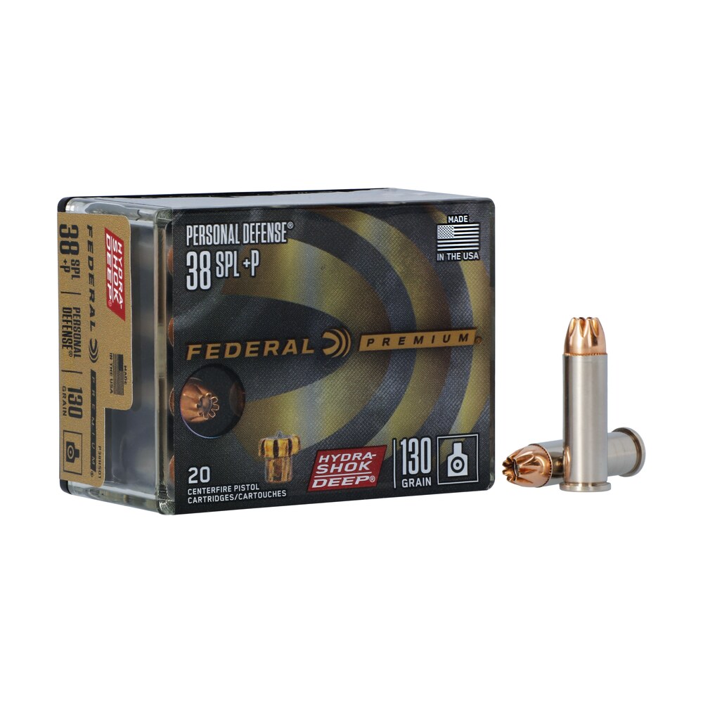 federal p38hsd1 premium personal defense 38special+p 130gr hydra shok deep hollow point 20 per box/10 case Federal P38HSD1 Premium Personal Defense 38Special+P 130gr Hydra-Shok Deep Hollow Point 20 Per Sports South item 130701
