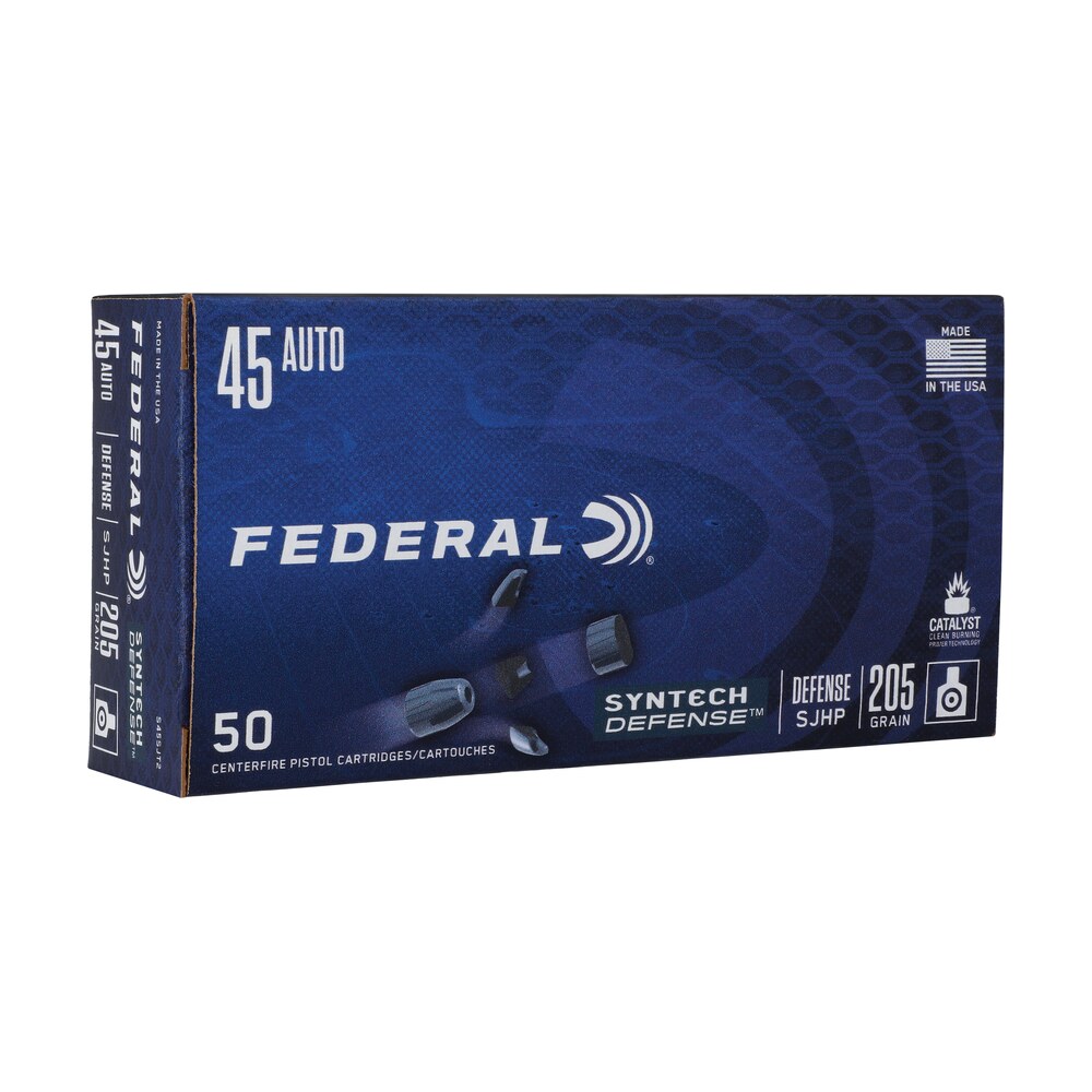 federal s45sjt2 syntech defense 45acp 205gr segmented jacketed hollow point 50 per box/10 case Federal S45SJT2 Syntech Defense 45ACP 205gr Segmented Jacketed Hollow Point 50 Per Box/10 Case Sports South item 130899