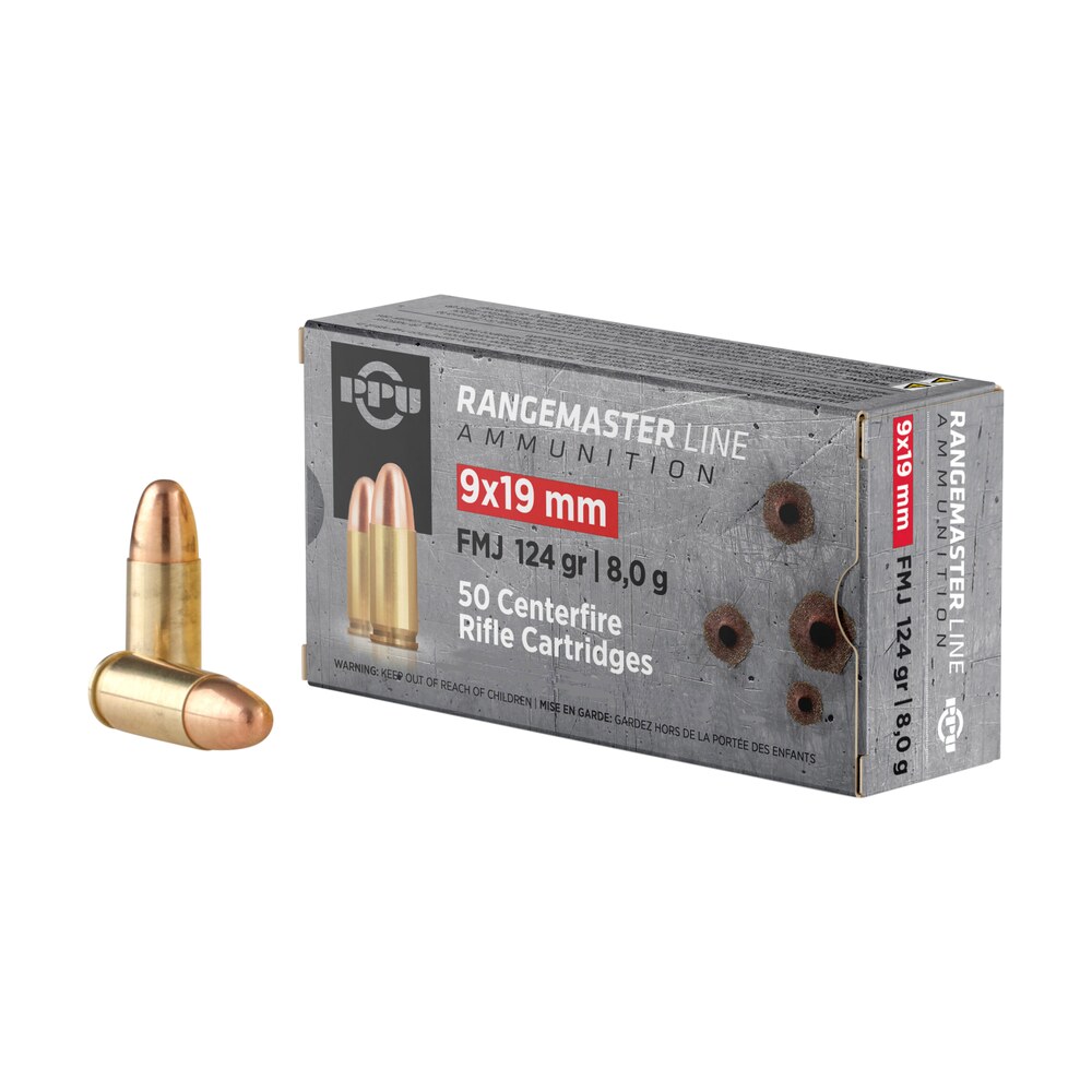 ppu pprm9m rangemaster 9mmluger 124gr full metal jacket 1000/box PPU PPRM9M Rangemaster 9mmLuger 124gr Full Metal Jacket 1000/Box Sports South item 131014
