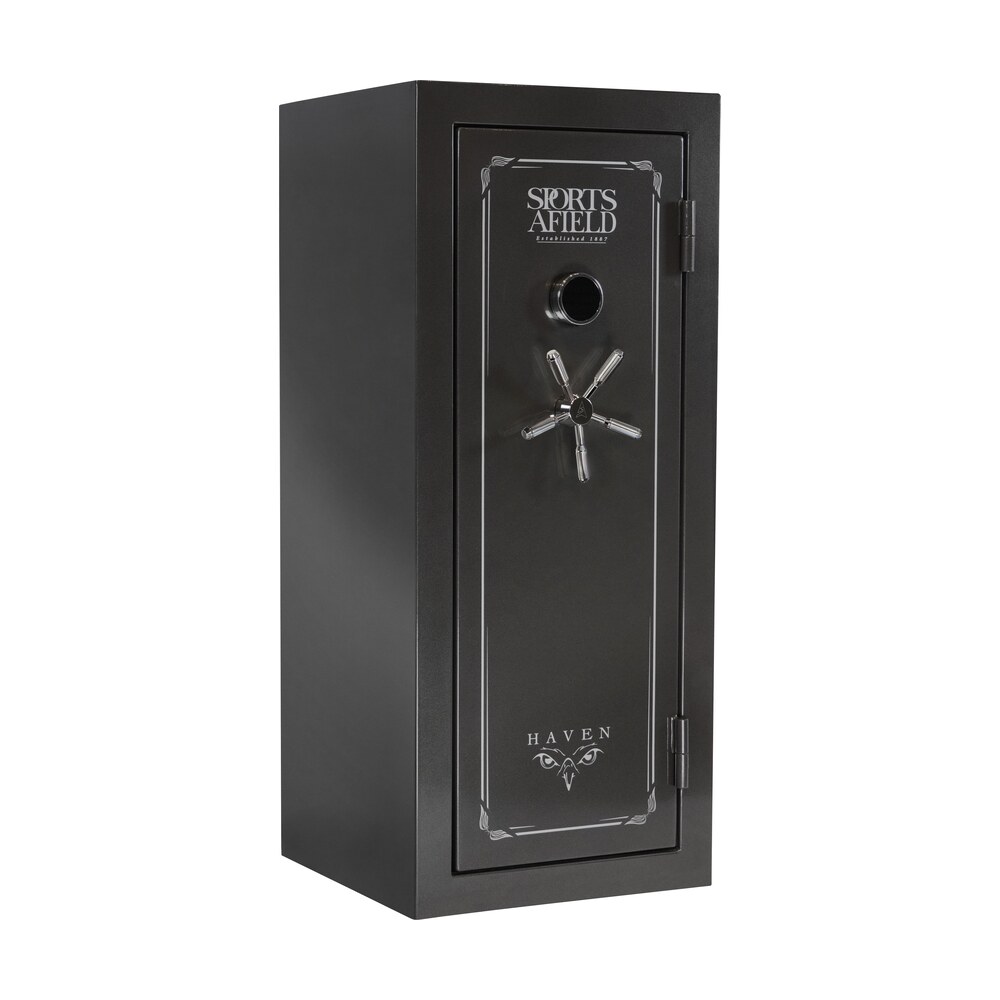 sports afield secsa5925hxs haven electronic keypad/key entry dark gray metallic steel holds 24 + 4 59" h x 25" w x 24" d fireproof yes Sports Afield SECSA5925HXS Haven Electronic Keypad/Key Entry Dark Gray Metallic Steel Holds 24 Sports South item 131048