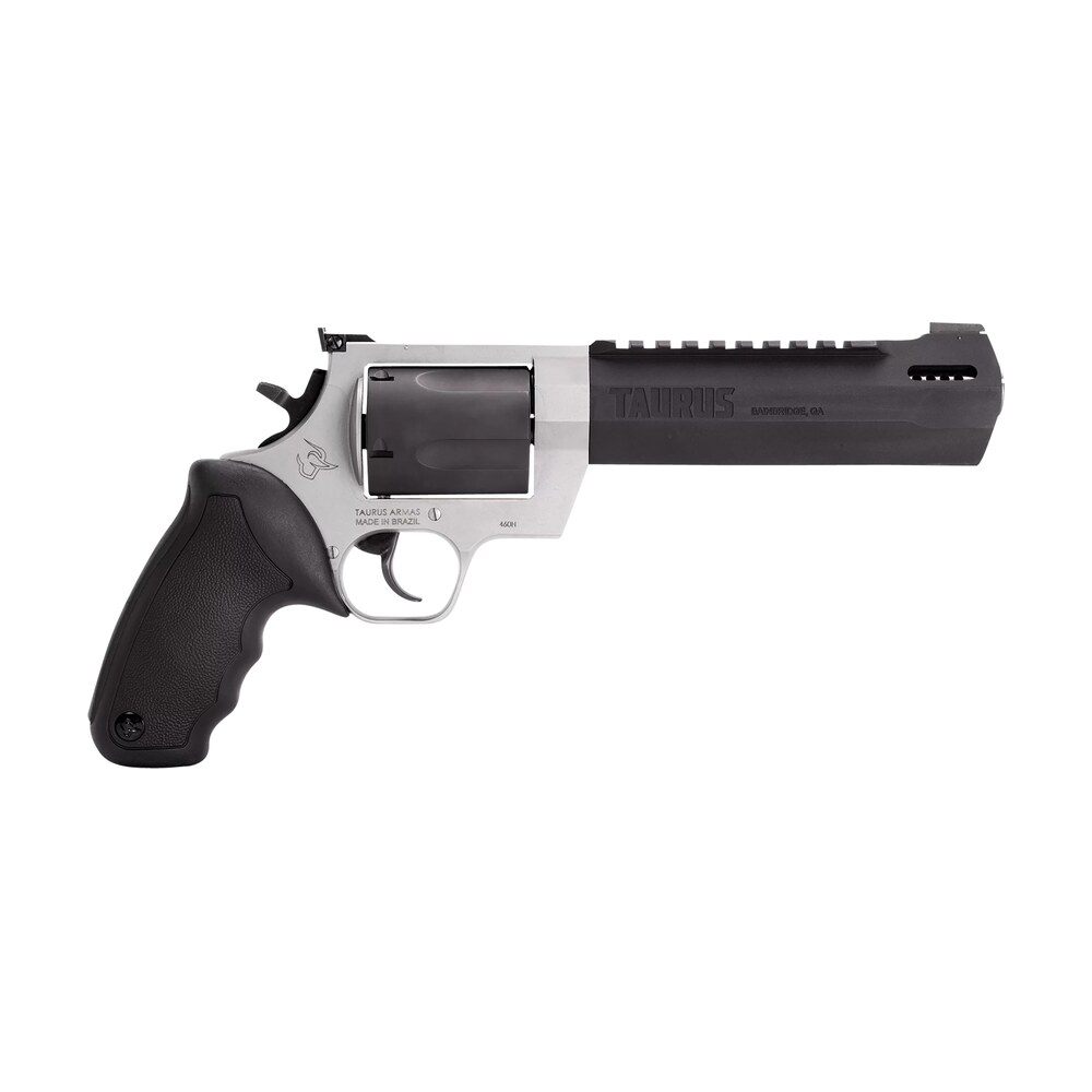 taurus 2460065rh raging hunter 460 s&w mag 5rd 6.75" matte black oxide barrel & cylinder matte stainless steel frame black rubber with integrated cushion insert grip Taurus 2460065RH Raging Hunter 460 S&W Mag 5rd 6.75" Matte Black Oxide Barrel & Sports South item 131302