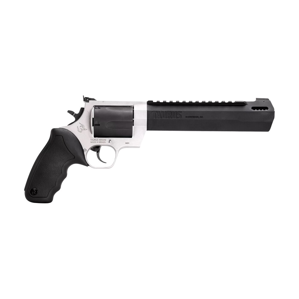 taurus 2460085rh raging hunter 460 s&w mag 5rd 8.37" matte black oxide cylinder & barrel matte stainless steel frame black rubber with integrated cushion insert grip Taurus 2460085RH Raging Hunter 460 S&W Mag 5rd 8.37" Matte Black Oxide Cylinder & Sports South item 131304