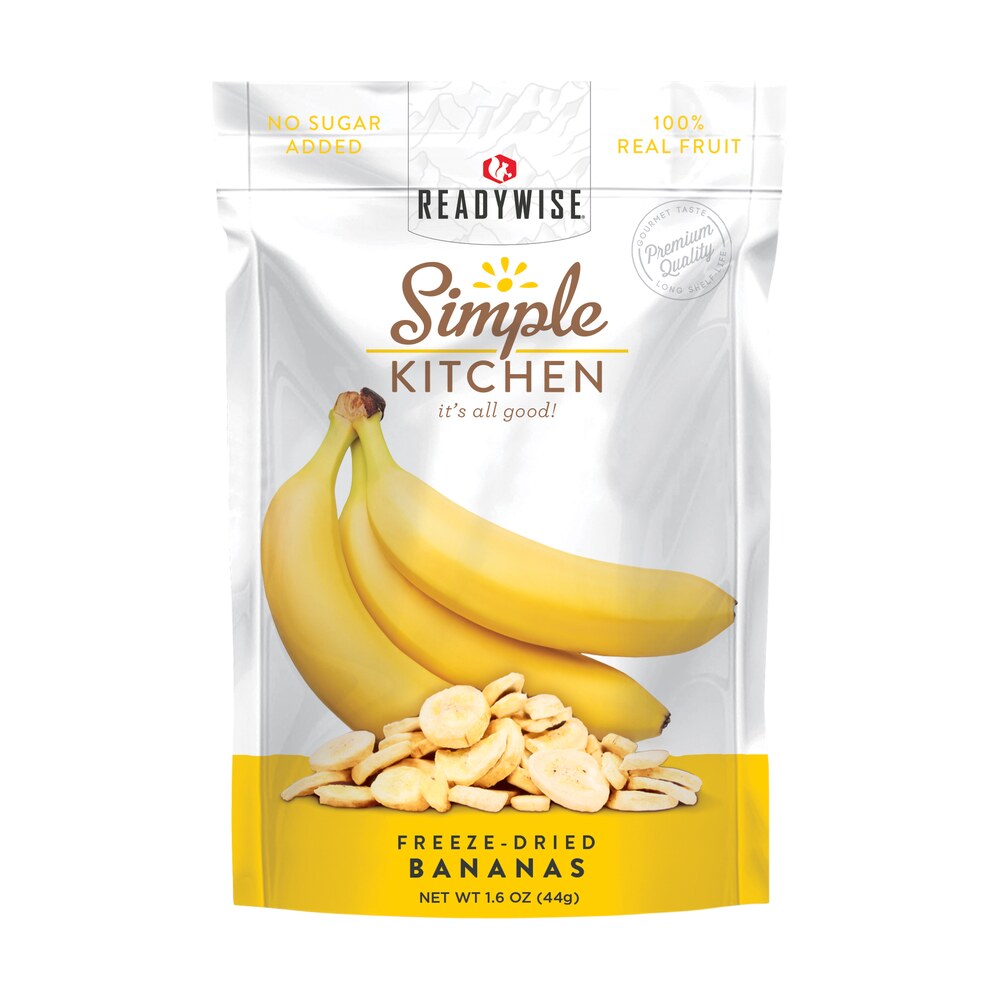 readywise sk05007 simple kitchen freeze dried fruit bananas 1 serving pouch 6 per case ReadyWise SK05007 Simple Kitchen Freeze Dried Fruit Bananas 1 Serving Pouch 6 Per Case Sports South item 131363