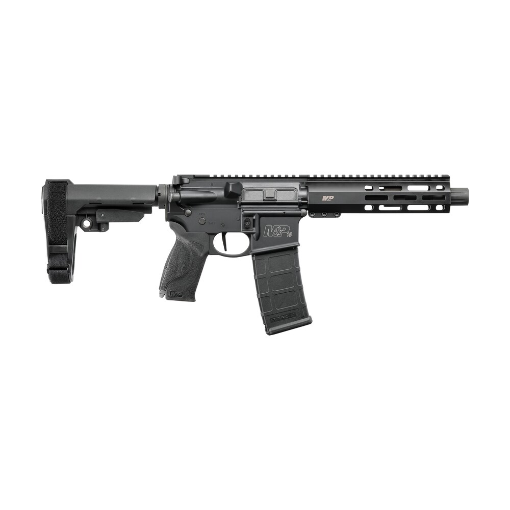 smith & wesson 13320 m&p15 pistol 223 rem,5.56 nato 30+1 7.50" black armornite barrel matte black rec black adjustable arm brace stock black interchangeable palmswell grip right hand Smith & Wesson 13320 M&P15 Pistol 223 Rem,5.56 NATO 30+1 7.50" Black Armornite Barrel Sports South item 132140
