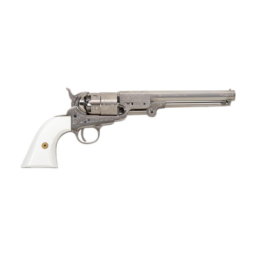 traditions fr185117 1851 navy break open 44 cal #11 percussion 7.50″ 6 shot nickle engraved simulated ivory grip Traditions FR185117 1851 Navy Break Open 44 Cal #11 Percussion 7.50" 6 Shot Nickle Engraved Sports South item 13225