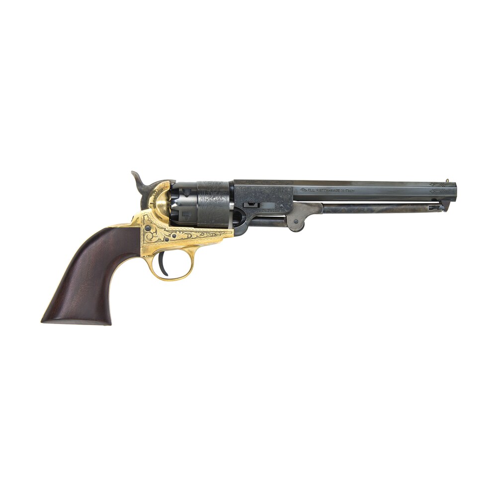 traditions fr185118 1851 navy break open 44 cal #11 percussion 7.50″ 6 shot brass engraved frame blued engraved barrel blued cylinder walnut grip Traditions FR185118 1851 Navy Break Open 44 Cal #11 Percussion 7.50" 6 Shot Brass Engraved Sports South item 13226