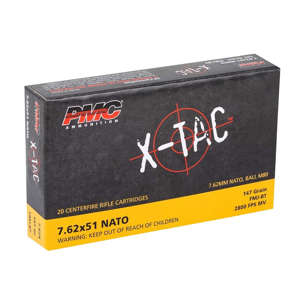 pmc 762x x tac 7.62x51mmnato 147gr full metal jacket boat tail 20 per box/25 case PMC 762X X-Tac 7.62x51mmNATO 147gr Full Metal Jacket Boat Tail 20 Per Box/25 Case Sports South item 132639