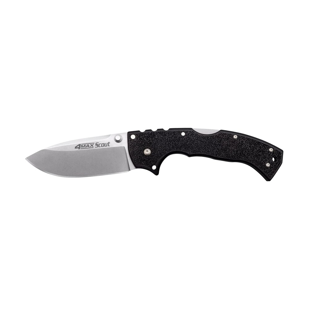 cold steel cs62rq 4 max scout 4" folding plain stone washed japanese aus 10a ss blade/ black griv ex handle includes pocket clip Cold Steel CS62RQ 4-Max Scout 4" Folding Plain Stone Washed Japanese AUS-10A SS Blade/ Black Sports South item 132843