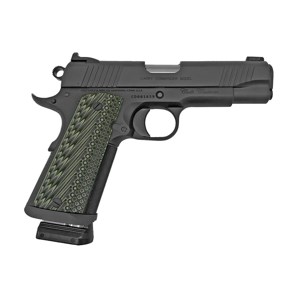 colt mfg o4042cs limited 1911 custom carry 9mm luger 7+1 4.25" black national match barrel, decobond smoke gray serrated steel slide & frame w/beavertail, gray g10 grip, ambidextrous Colt Mfg O4042CS Limited 1911 Custom Carry 9mm Luger 7+1 4.25" Black National Match Sports South item 132992