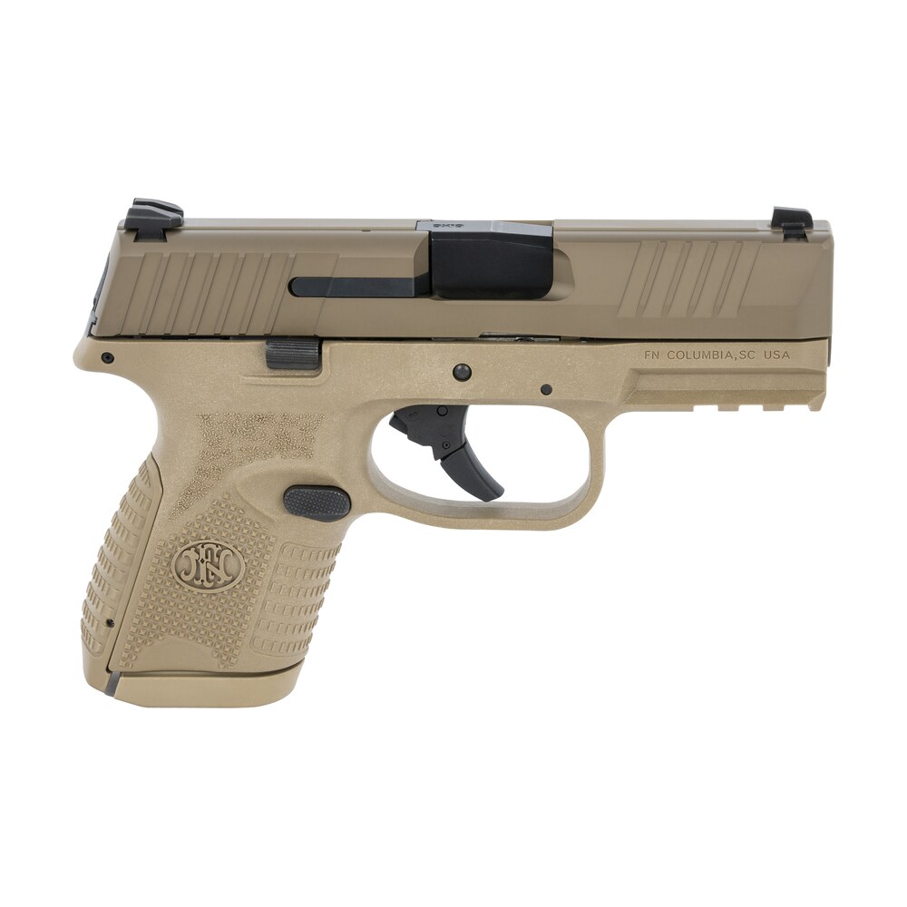 fn 66100819 509 compact 9mm luger 3.70" barrel 10+1, flat dark earth polymer frame with mounting rail, flat dark earth stainless steel slide, no manual safety FN 66100819 509 Compact 9mm Luger 3.70" Barrel 10+1, Flat Dark Earth Polymer Frame Sports South item 133058