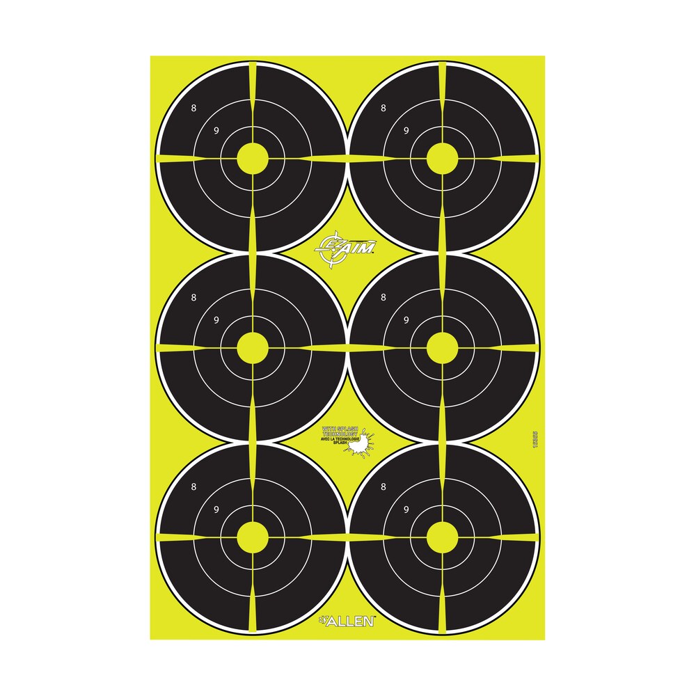 ez aim 15355 splash reactive bullseye hanging paper 12" x 18" black/yellow yellow 8 pack EZ-Aim 15355 Splash Reactive Bullseye Hanging Paper 12" x 18" Black/Yellow Yellow 8 Pack Sports South item 133267