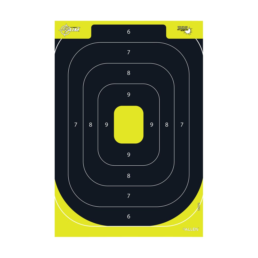 ez aim 15372 splash reactive target ipsc silhouette paper hanging 12.50" w x 18.25" h black/yellow 8 per pkg EZ-Aim 15372 Splash Reactive Target IPSC Silhouette Paper Hanging 12.50" W X 18.25" H Sports South item 133268